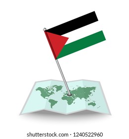 Map with flag of Palestine isolated on white.
