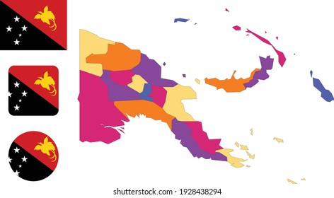 Mapa y bandera de Papúa Nueva Guinea