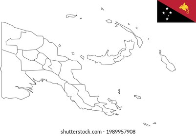 Map and flag of Papua New Guinea