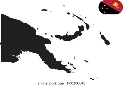 Map and flag of Papua New Guinea