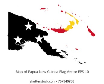 Map and flag Papua New Guinea of Vector EPS10