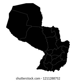 Map flag of Paraguay black