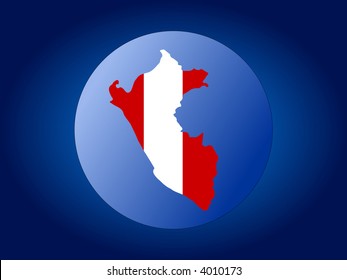 map and flag of Peru globe illustration