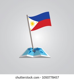 Map with flag of  Philippine isolated on white. National flag for country of  Philippine isolated, banner for your web site design logo, app, UI. check in. map Vector illustration, EPS10.