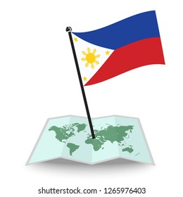Map with flag of Philippines isolated on white. check in. map vector illustration, eps10

