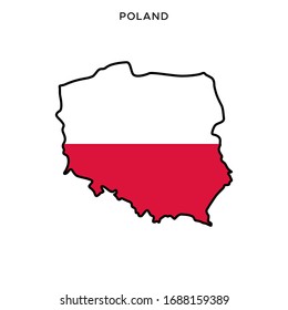 Map and Flag of Poland Vector Design Template with Editable Stroke