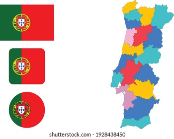 Map and flag of Portugal