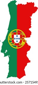 map and flag Portugal