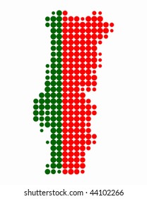 Map and flag of Portugal