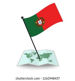 Map with flag of Portugal isolated on white. check in. map vector illustration, eps10