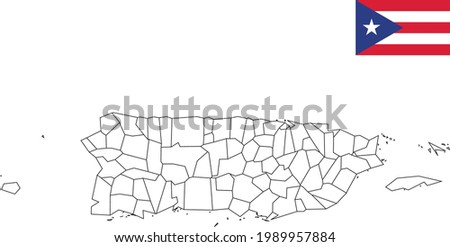 Map and flag of Puerto Rico