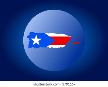 map and flag of Puerto Rico globe illustration