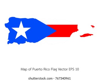 Map and flag Puerto Rico of Vector EPS10
