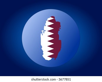 map and flag of Qatar globe illustration