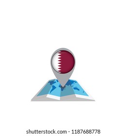 Map with flag of Qatar isolated