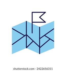 Map with Flag related vector icon. Isolated on white background. Vector illustration