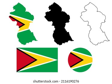 map flag of republic guyana set.vector
