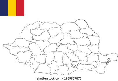 Map and flag of Romania