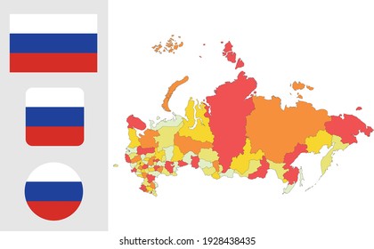 Map and flag of Russia