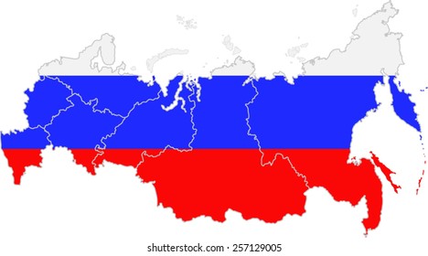 Map and flag of russia