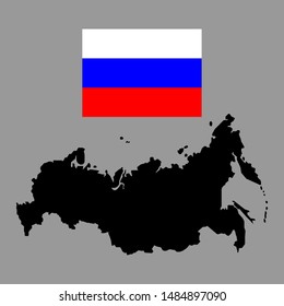 Map and flag of Russia sign.