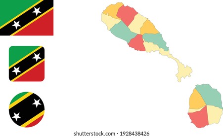 Karte und Flagge von St. Kitts und Nevis