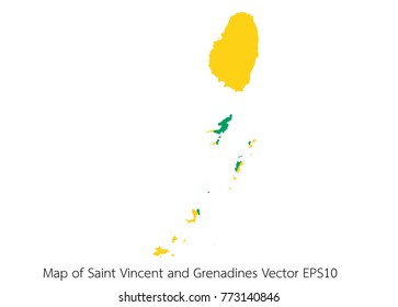 Map and flag Saint Vincent and Grenadines of Vector EPS10