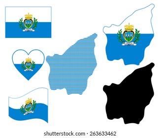 map and flag of San Marino symbol on a white background
