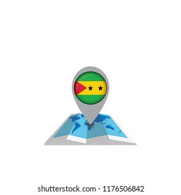 Map with flag of Sao_Tome_and_Principe isolated on white
