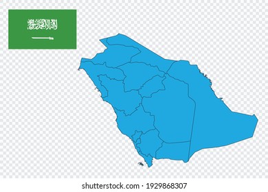 Map and flag of Saudi Arabia