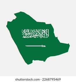 Map and flag of Saudi Arabia coutry national emblem graphic element Illustration template design
