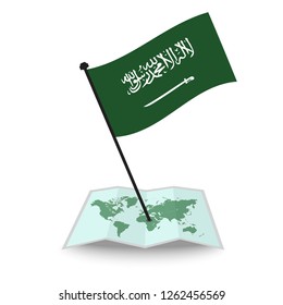 Map with flag of Saudi Arabia isolated on white. check in. map vector illustration, EPS10