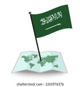 Map with flag of Saudi Arabia isolated on white. check in. map vector illustration, eps10
