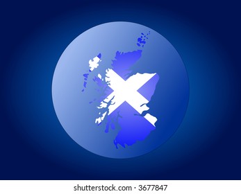 map and flag of Scotland globe illustration