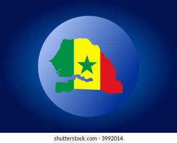 map and flag of Senegal globe illustration