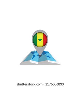 Map with flag of Senegal isolated on white