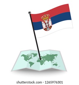 Map with flag of Serbia isolated on white. check in. map vector illustration, eps10
