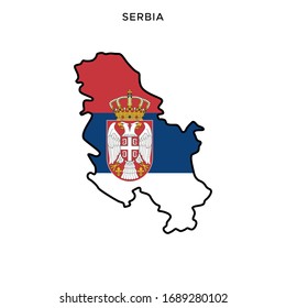 Karte und Flagge Serbiens Vektorillustration Design-Vorlage mit bearbeitbarem Stroke