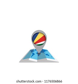 Map with flag of Seychelles isolated on white