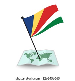 Map with flag of Seychelles isolated on white. check in. map vector illustration, EPS10