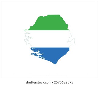 Map flag of SIERRA LEONE on a white background, Editable Vector illustration of SIERRA LEONE flag, National Day design, Map Flag of Sierra Leone flat design, National Day of Sierra Leone