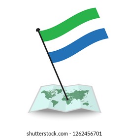 Map with flag of SierraLeone isolated on white. check in. map vector illustration, EPS10