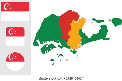 Map and flag of Singapore