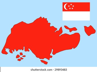 map an flag of Singapore
