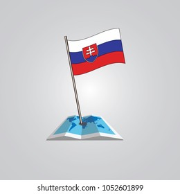 Map with flag of Slovakia isolated on white. National flag for country of Slovakia isolated, banner for your web site design logo, app, UI. check in. map Vector illustration, EPS10.