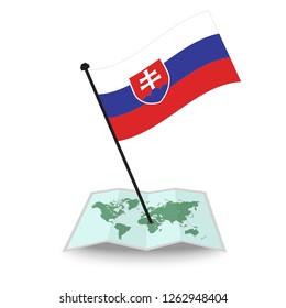 Map with flag of Slovakia isolated on white. check in. map vector illustration, eps10