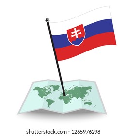 Map with flag of Slovakia isolated on white. check in. map vector illustration, eps10
