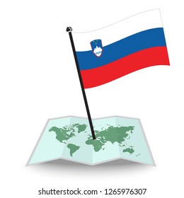 Map with flag of Slovenia isolated on white. check in. map vector illustration, eps10
