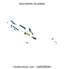 Map and Flag of Solomon Islands Vector Design Template with Editable Stroke