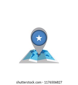 Map with flag of Somalia isolated on white